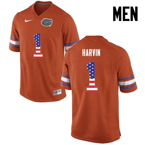 Men's NCAA Florida Gators Percy Harvin #1 Stitched Authentic USA Flag Fashion Nike Orange College Football Jersey VVK5065SU